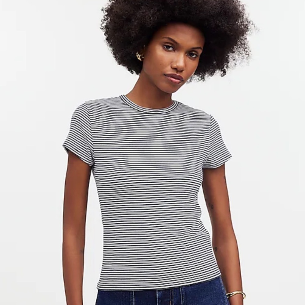 Madewell deep indigo stripes Drapey Rib Tee